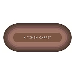 Kitchen Carpet - Πατάκι Κουζίνας Καφέ 50x180cm Οβάλ Αντιολισθητικό KBW-04180