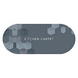 Kitchen Carpet - Πατάκι Κουζίνας Μπλε Digital 50x180cm Οβάλ Αντιολισθητικό KBD-07180