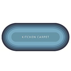 Kitchen Carpet - Πατάκι Κουζίνας Μπλε 50x180cm Οβάλ Αντιολισθητικό KBL-07180