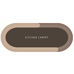Kitchen Carpet - Πατάκι Κουζίνας Μπεζ 50x180cm Οβάλ Αντιολισθητικό KTC-14180