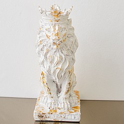 Διακοσμητικό Λιοντάρι Πολυρεζίν Λευκό Χρυσό 35x14cm F0414