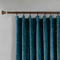 Κουρτίνα Σκίασης Βελούδινη Μπλε Με Λουλουδάκια Με Τρέσα 275x270cm 6032-5