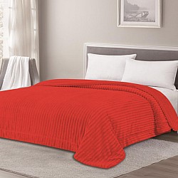 Κουβέρτα Flannel Flecce Κόκκινη Με Γούνα Υπέρδιπλη 220x240cm F-R02