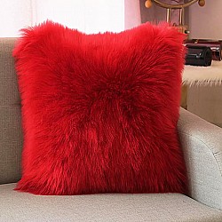 Διακοσμητικό μαξιλαράκι κόκκινο απο συνθετική γούνα 45Χ45cm ZH06