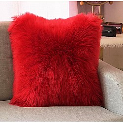 Διακοσμητικό μαξιλαράκι κόκκινο απο συνθετική γούνα 45Χ45cm ZH06