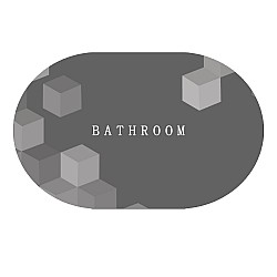 Πατάκι Μπάνιου Γκρι Digital Bathroom Οβάλ αντιολισθητικό συνθετικό 040x060cm BGD-11