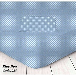 Dots Blue - Σεντόνι Διπλό 220Χ250cm 100% Οργανικό Βαμβάκι 