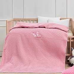 Κουβέρτα πικέ με κέντημα Art 5302 100X150 Ροζ   Beauty Home