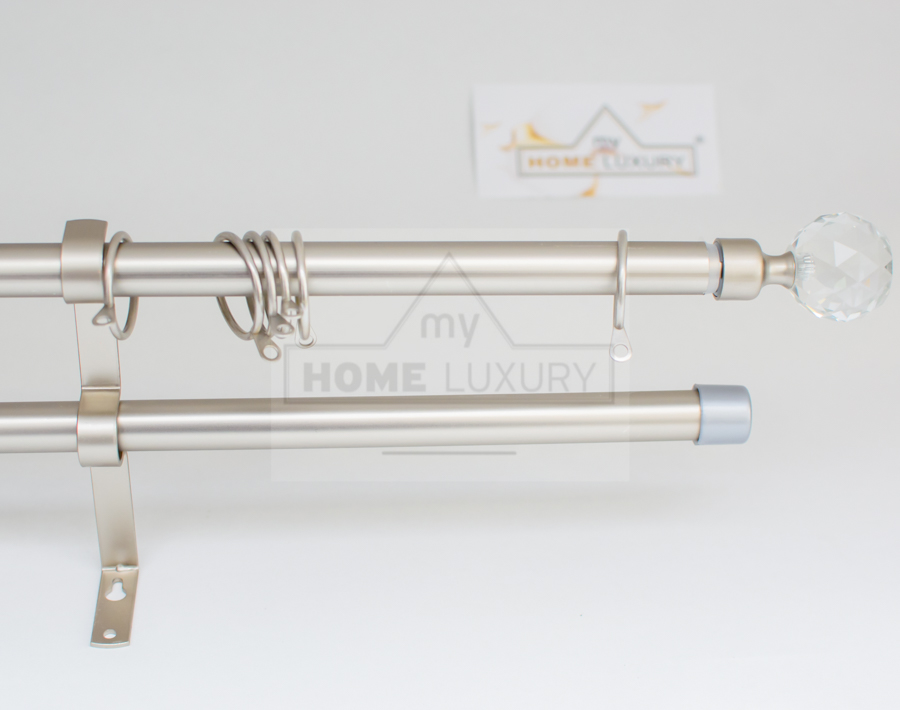 World Diamont Silver Matt Διπλό Κουρτινόξυλο 160 έως 310cm D60551-11